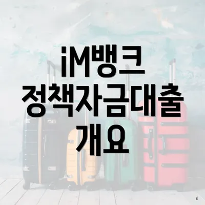 iM뱅크 정책자금대출 개요