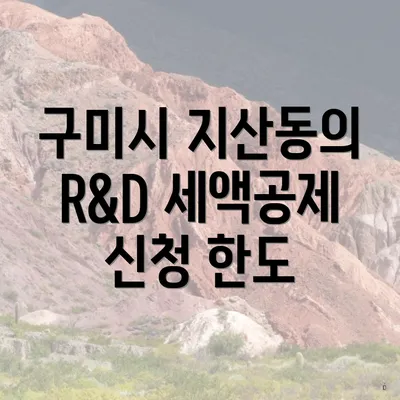 구미시 지산동의 R&D 세액공제 신청 한도