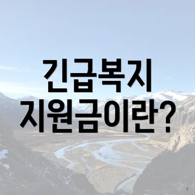 긴급복지 지원금이란?