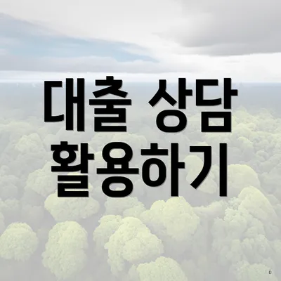 대출 상담 활용하기