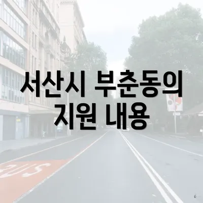 서산시 부춘동의 지원 내용