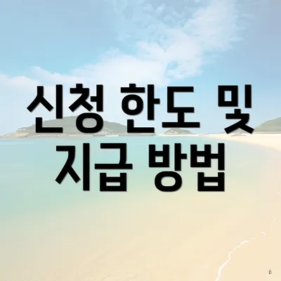 신청 한도 및 지급 방법