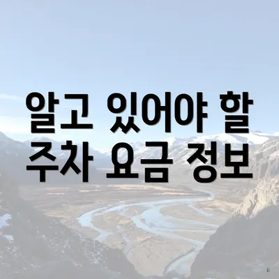 알고 있어야 할 주차 요금 정보