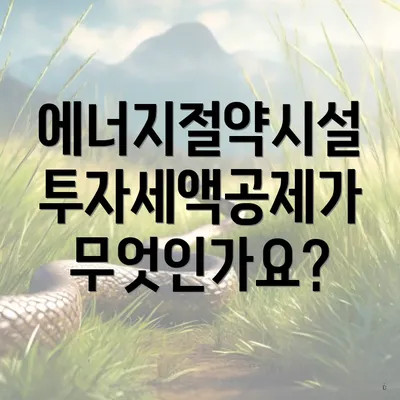 에너지절약시설 투자세액공제가 무엇인가요?