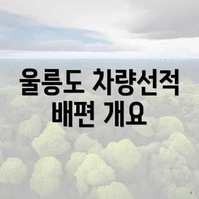 울릉도 차량선적 배편 개요