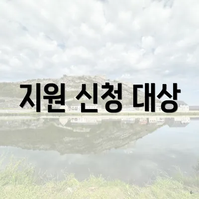 지원 신청 대상