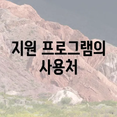 지원 프로그램의 사용처