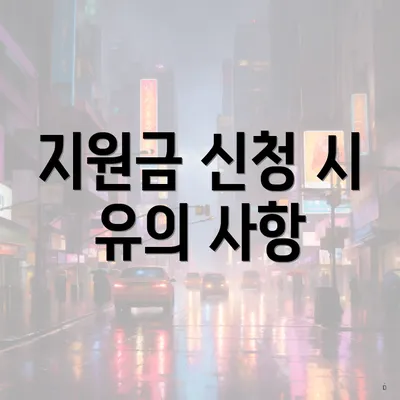 지원금 신청 시 유의 사항
