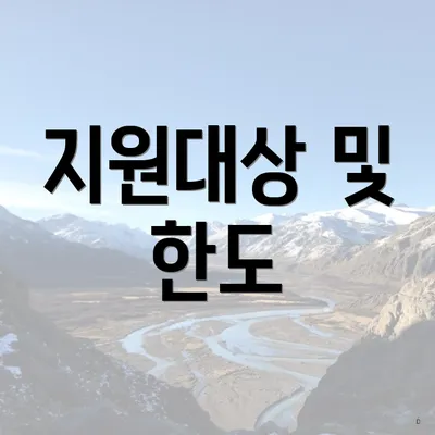 지원대상 및 한도