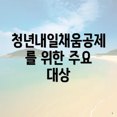 청년내일채움공제를 위한 주요 대상