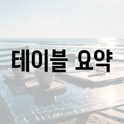 테이블 요약